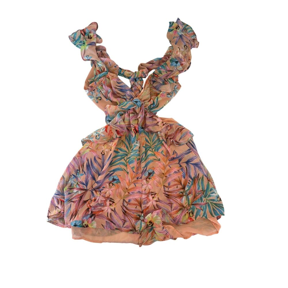 Luxxel Orange Ruffle Romper Size Large